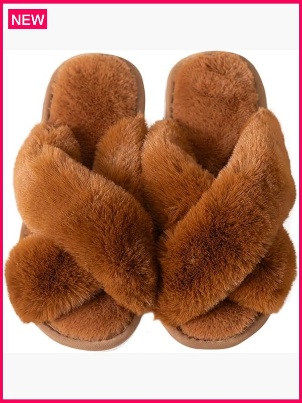 Memory Foam Open Toe Cross Band Slippers Women Cozy Plush Indoor Outdoor